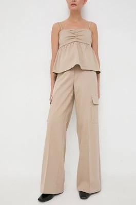 Zdjęcie produktu Notes du Nord spodnie Inessa damskie kolor beżowy proste high waist