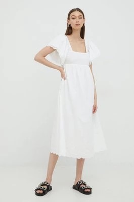 Zdjęcie produktu Notes du Nord sukienka bawełniana kolor biały midi rozkloszowana