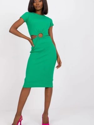 Zdjęcie produktu Obcisła sukienka za kolano - zielona RUE PARIS