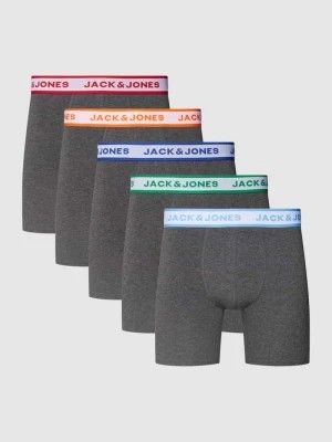 Zdjęcie produktu Obcisłe bokserki z elastycznym paskiem z logo w zestawie 5 szt. model ‘MILO’ jack & jones