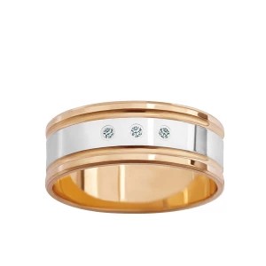 Zdjęcie produktu Obrączka z dwukolorowego złota z cyrkoniami Biżuteria YES