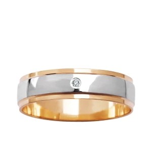 Zdjęcie produktu Obrączka z dwukolorowego złota z diamentem Biżuteria YES