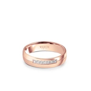 Zdjęcie produktu W.KRUK - Obrączka ślubna złota Pink damska