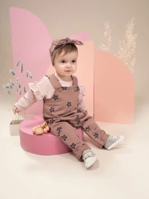 Zdjęcie produktu Ogrodniczki niemowlęce różowe w kwiatki Pinokio