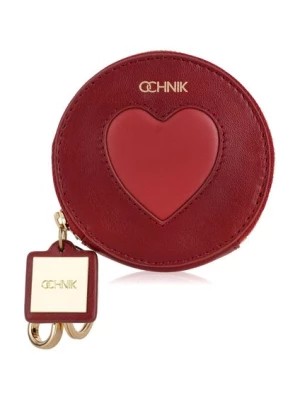 Zdjęcie produktu Okrągły skórzany czerwony portfel damski OCHNIK