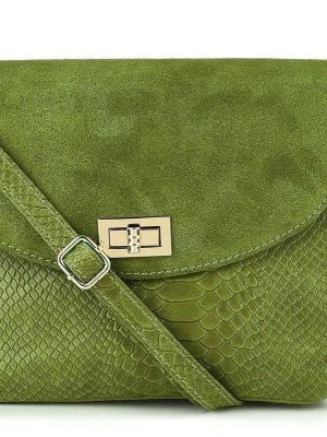 Zdjęcie produktu Oliwka Włoska Torebka Skórzana listonoszka skóra węża zielony Merg