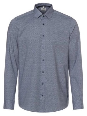 Zdjęcie produktu Olymp Level Five Koszula męska łatwa w prasowaniu Mężczyźni Slim Fit Bawełna niebieski wzorzysty,