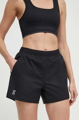 Zdjęcie produktu On-running szorty do biegania Essential kolor czarny gładkie high waist