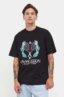 Zdjęcie produktu On Vacation t-shirt bawełniany męski kolor czarny z nadrukiem