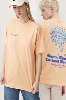 Zdjęcie produktu On Vacation t-shirt bawełniany Skinny Dippin' Cocktail Sippin' kolor pomarańczowy z nadrukiem OVC T151