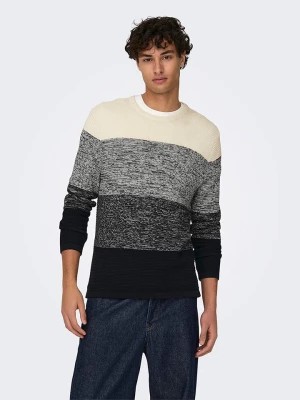 Zdjęcie produktu ONLY & SONS Sweter "Hugo" w kolorze antracytowo-kremowym rozmiar: XL