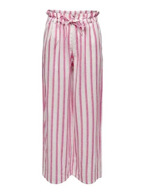 Zdjęcie produktu ONLY Spodnie "Caro" w kolorze jasnoróżowo-białym rozmiar: M/L32