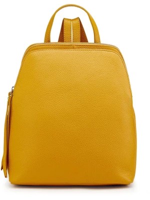 Zdjęcie produktu ORE10 Skórzany plecak "Olow" w kolorze musztardowym - 30 x 33 x 16 cm rozmiar: onesize