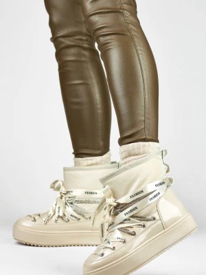 Zdjęcie produktu Ozdobne śniegowce damskie beżowe zimowe buty Merg