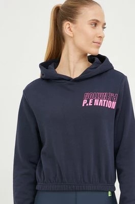 Zdjęcie produktu P.E Nation bluza damska kolor granatowy z kapturem z nadrukiem