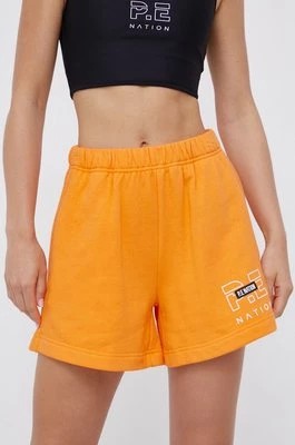 Zdjęcie produktu P.E Nation Szorty bawełniane damskie kolor pomarańczowy gładkie high waist