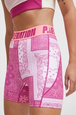 Zdjęcie produktu P.E Nation szorty treningowe Norwood kolor różowy wzorzyste high waist