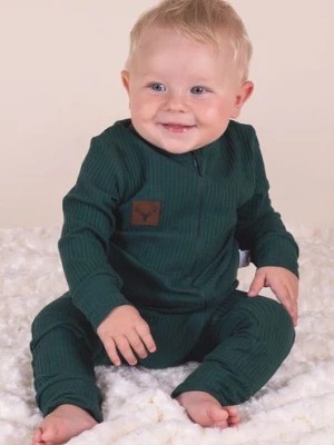 Zdjęcie produktu Pajac bawełniany dla chłopca zielony prążkowany Nicol