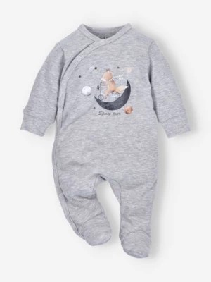 Zdjęcie produktu Pajac niemowlęcy SPACE TOUR z bawełny organicznej dla chłopca - szary NINI