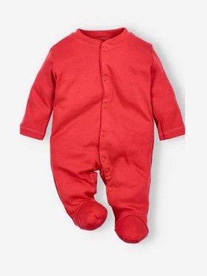 Zdjęcie produktu Pajac niemowlęcy z bawełny organicznej dla dziewczynki czerwony NINI