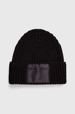 Zdjęcie produktu Patrizia Pepe czapka wełniana kolor czarny z grubej dzianiny wełniana