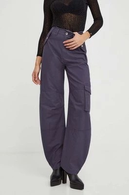 Zdjęcie produktu Patrizia Pepe spodnie bawełniane kolor granatowy szerokie high waist