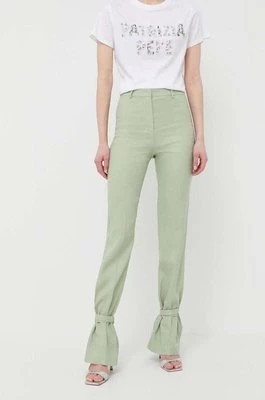 Zdjęcie produktu Patrizia Pepe spodnie z domieszką lnu kolor zielony proste high waist