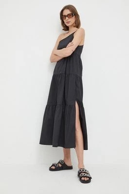 Zdjęcie produktu Patrizia Pepe sukienka bawełniana kolor czarny midi rozkloszowana