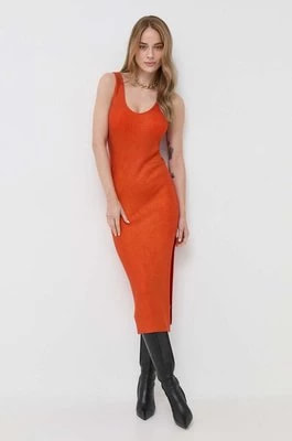 Zdjęcie produktu Patrizia Pepe sukienka kolor pomarańczowy midi dopasowana