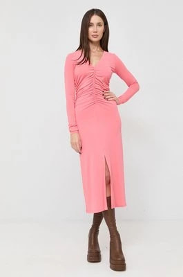 Zdjęcie produktu Patrizia Pepe sukienka kolor różowy maxi dopasowana