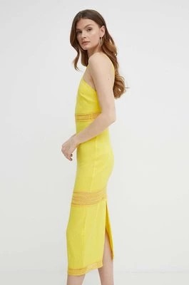 Zdjęcie produktu Patrizia Pepe sukienka lniana kolor żółty midi prosta 2A2729 A268