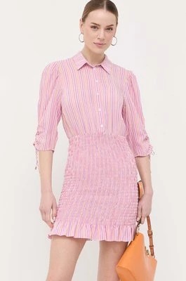 Zdjęcie produktu Patrizia Pepe sukienka z domieszką jedwabiu kolor różowy mini dopasowana