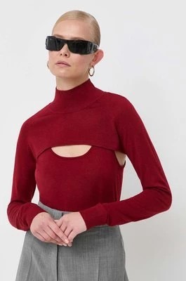 Zdjęcie produktu Patrizia Pepe sweter wełniany damski kolor czerwony lekki z półgolfem