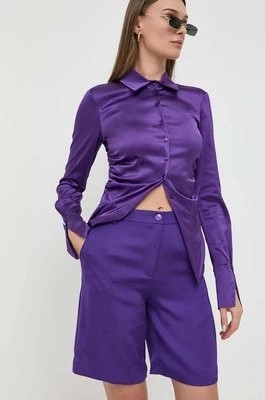 Zdjęcie produktu Patrizia Pepe szorty damskie kolor fioletowy gładkie high waist