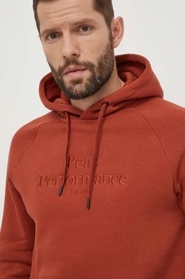 Zdjęcie produktu Peak Performance bluza męska kolor brązowy z kapturem z aplikacją