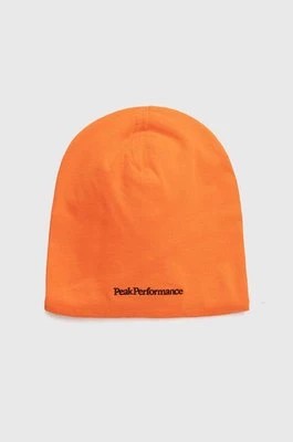 Zdjęcie produktu Peak Performance czapka bawełniana kolor pomarańczowy z cienkiej dzianiny bawełniana