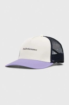 Zdjęcie produktu Peak Performance czapka z daszkiem kolor fioletowy z nadrukiem
