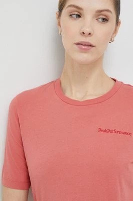 Zdjęcie produktu Peak Performance t-shirt bawełniany kolor różowy