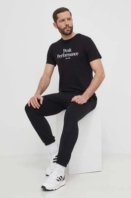 Zdjęcie produktu Peak Performance t-shirt bawełniany męski kolor czarny z nadrukiem