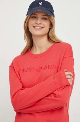 Zdjęcie produktu Pepe Jeans bluza bawełniana Hanna damska kolor czerwony z aplikacją