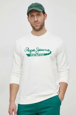 Zdjęcie produktu Pepe Jeans bluza bawełniana męska kolor biały z nadrukiem