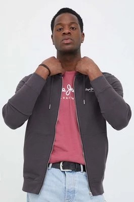 Zdjęcie produktu Pepe Jeans bluza bawełniana męska kolor szary z kapturem z nadrukiem