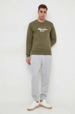 Zdjęcie produktu Pepe Jeans bluza bawełniana Roswell męska kolor zielony z nadrukiem
