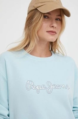 Zdjęcie produktu Pepe Jeans bluza damska kolor niebieski z nadrukiem