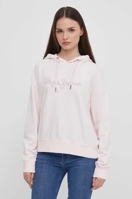 Zdjęcie produktu Pepe Jeans bluza Lana damska kolor różowy z kapturem z nadrukiem