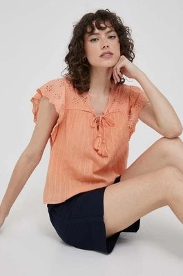 Zdjęcie produktu Pepe Jeans bluzka bawełniana Anaise damska kolor pomarańczowy gładka