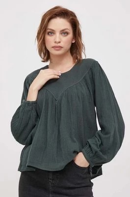 Zdjęcie produktu Pepe Jeans bluzka bawełniana damska kolor zielony gładka