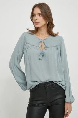 Zdjęcie produktu Pepe Jeans bluzka damska kolor turkusowy gładka