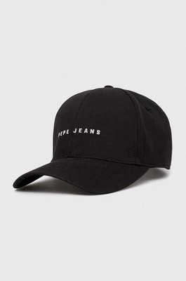Zdjęcie produktu Pepe Jeans czapka z daszkiem bawełniana kolor czarny z aplikacją