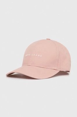 Zdjęcie produktu Pepe Jeans czapka z daszkiem bawełniana kolor różowy z aplikacją